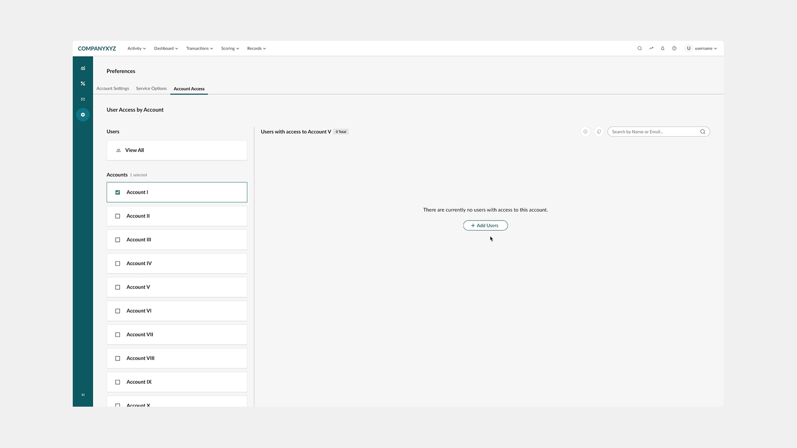 Animated demo of adding users to an empty account by importing them from another account's existing access list